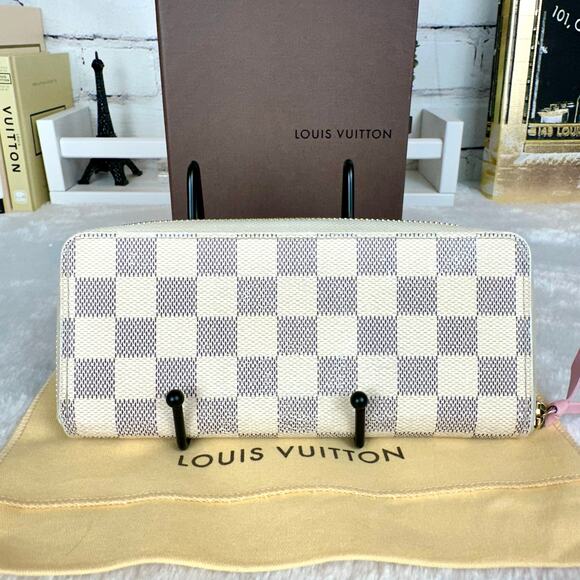 Louis Vuitton Damier Azur Clemence Long Wallet pink leather NICE EUC - Picture 2 of 16